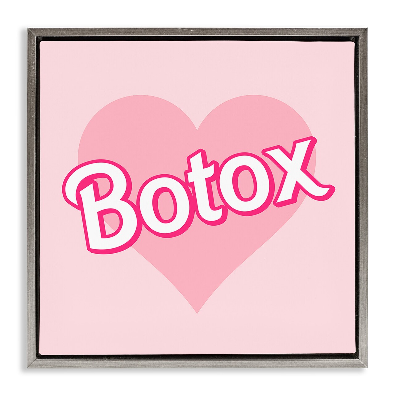 Stupell Industries Pink Heart Botox Framed Floater Canvas Wall Art